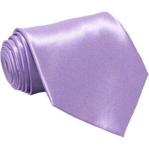 Men's Lavender Solid Pure Color 3.75" Imported Satin Formal Neck Ties